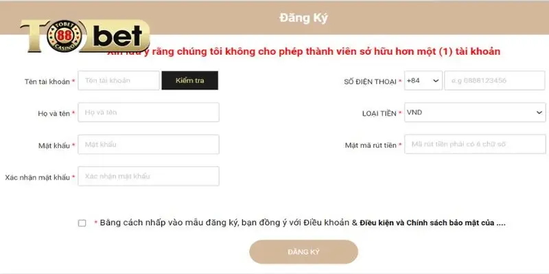 Đăng ký Tobet88 - Chi tiết đơn giản và nhanh chóng nhất