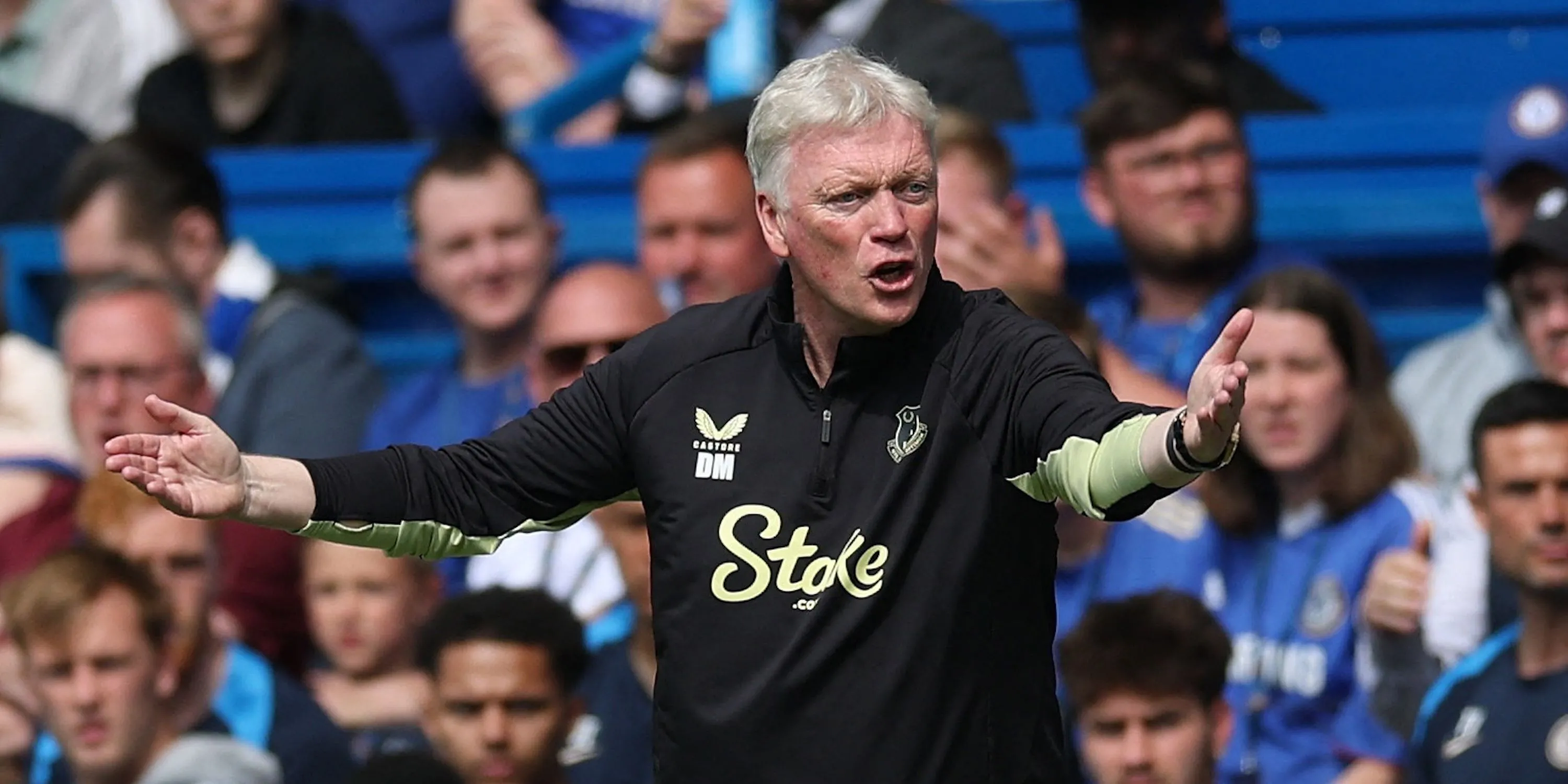 David Moyes, HLV Everton, phản ứng trong trận đấu Ngoại hạng Anh.