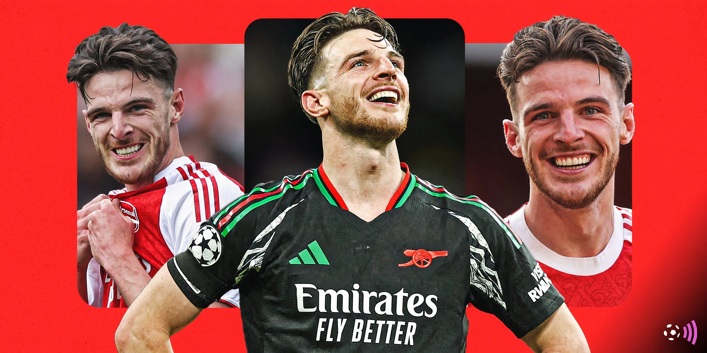 Declan Rice trong màu áo Arsenal, biểu tượng tiền vệ phòng ngự hàng đầu Premier League.